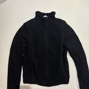 Helmut Lang- Black Knit Zip-Up Sweater